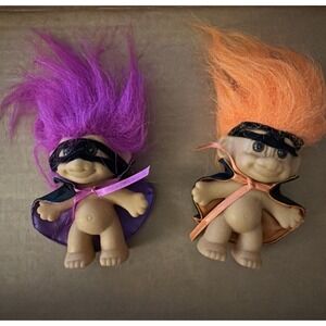Troll Russ Berrie Zorro 2pc Purple Orange Hair 3in